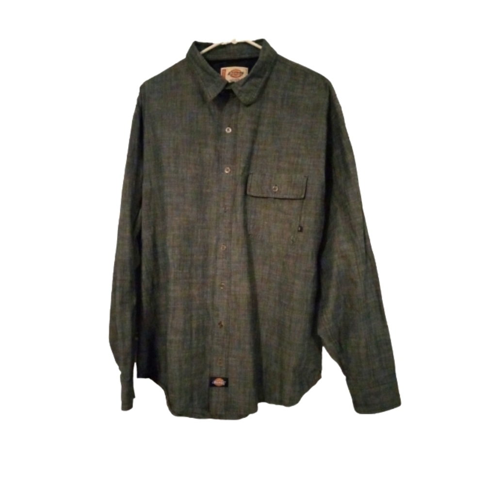 Dickies Chambray Button Down Collard 1 Pocket Long Sleeved Button Accents 2XL